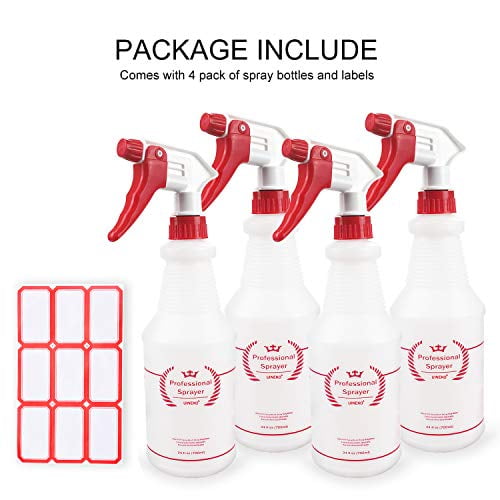 Mist /& Stream Commercial Household Empty Water Sprayer Cleaning Solutions Plastic Spray Bottle 2 Pack,24 Oz Bleach//Vinegar//BBQ//Rubbing Alcohol Safe No Leak and Clog