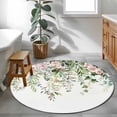 thumbnail image 4 of Sage Green Eucalyptus Round Area Rugs Collection 4', Summer Spring Weeping Leaves Botanical Non Slip Indoor Circular Throw Runner Rug Floor Mat Carpet for Living Room Dining Table Bedroom Nursery, 4 of 9