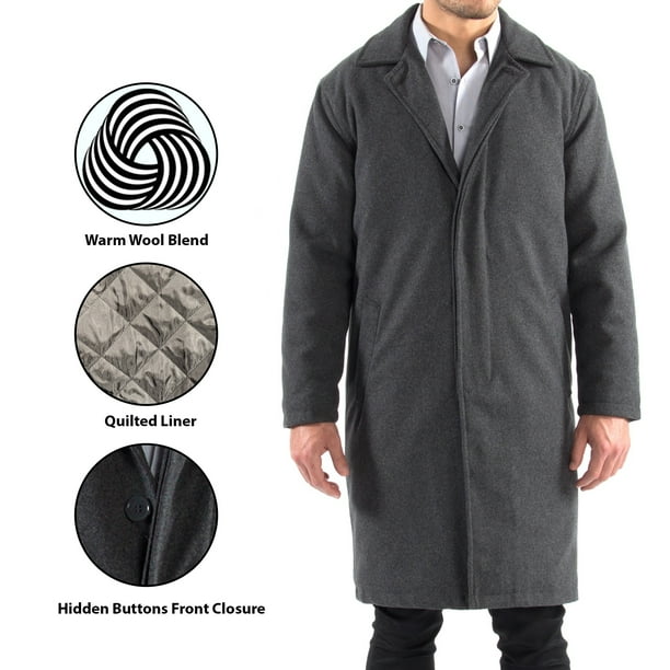 Knee length top mens overcoat