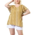 thumbnail image 5 of Unique Bargains Women's Plus Size Blouses Short Sleeve Loose Stripe Top, 5 of 7