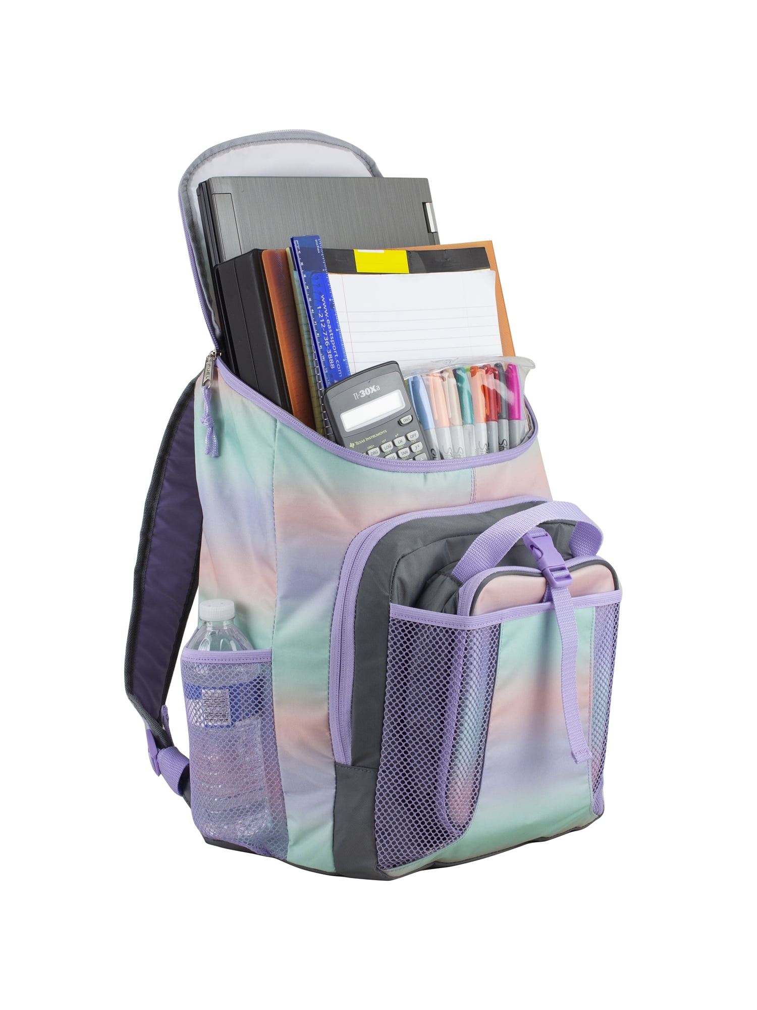 Fuel Unisex Top Loading Backpack and Lunch Bag Set, 2-Piece, Pink Blue Gradient