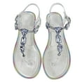thumbnail image 2 of IUJSOY Sandals Jelly Shoes for Women Thong Flip Flops Flat Rhinestone Adjustable Strap Buckle Sandal, 2 of 9