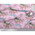 thumbnail image 3 of Soimoi Pink Crepe Silk Fabric Palm Tree, & Flamingo Bird Decor Fabric Printed Yard 42 Inch Wide, 3 of 3