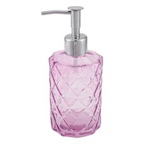 Unique Bargains 1 Pc Elegant Soap Pump Dispenser for Bathroom 11.15oz Pink Silver Tone