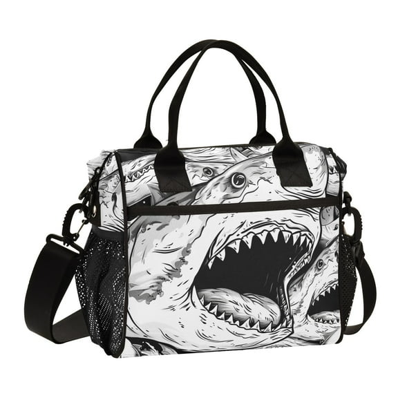Sharks Gray Cooler Bag Lunch Bag Soft Cooler Cooling Tote Insulated Lunch Box for Adult Men Women
