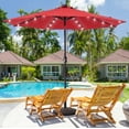 thumbnail image 3 of CHYVARY 9ft LED Patio Umbrella Round Market Outside Table Umbrella for Deck, Poolside and Patio, Red, 3 of 9