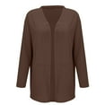 thumbnail image 4 of Duoif Long Cardigans for Women Ladies' Casual Cotton Linen Solid Color Breathable Cardigan Womens Cardigan Brown XL, 4 of 9