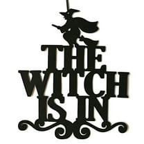 Tiitstoy Halloween Hanging Welcome Sign, The Witch Is In Hanging Sign Black Words, Halloween Door Hanger, Witch Door Hanging for Indoor and Outdoor Decorations