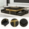 thumbnail image 2 of Table Basse Carrée de Luxe Noire + Dorée avec 4 Tiroirs & Construction MDF, 2 of 17