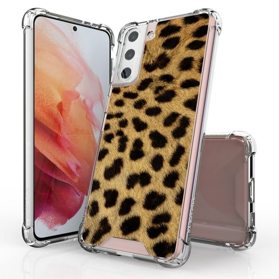 ANJ  Hybrid Slim Hard Back Cover Case Flexible Bumper for Samsung Galaxy S21 Plus - Yellow Cheetah