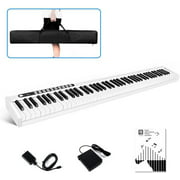 Vangoa VGD881 88 Key Portable Piano Keyboard with Tounch Sensitive Keys, Electronic Keyboard Piano with Wireless Connection, Sustain Pedal, Power Supply and Carrying Bag, White