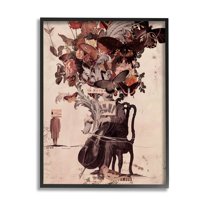 Stupell Industries Musician Butterfly Botanicals Collage Graphic Art Black Framed Art Print Wall Art, Design by Matheus Lopes Castro
