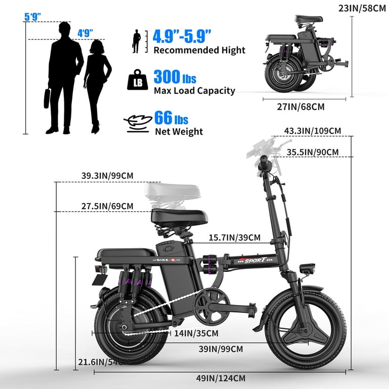 Two-Person Foldable Electric Bike for Adults, 750W Peak Motor, 25MPH Top Speed, 48V 15Ah Removable Battery, 30 Miles Range, 300 lbs Load Capacity, 14" Tires, Multi-Shock Absorption, UL2849 Certified - Walmart.com Two-Person Foldable Electric Bike for Adults, 750W Peak Motor, 25MPH Top Speed, 48V 15Ah Removable Battery, 30 Miles Range, 300 lbs Load Capacity, 14" Tires, Multi-Shock Absorption, UL2849 Certified - Walmart.com