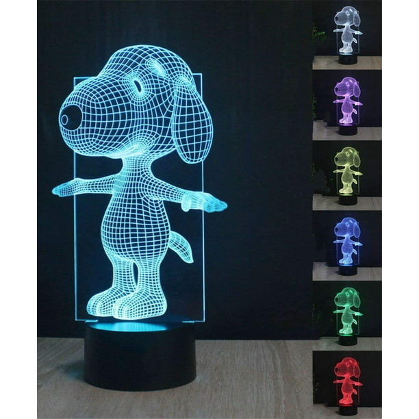 3d Led Peanuts Snoopy Touch Sensor Lamp With Usb 7 Color Change