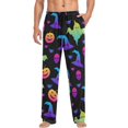 thumbnail image 4 of Men's Pajama Pants with Pockets Sleepwear Lounge Pants Stretch Casual Pumpkin Skull Witch Rainbow Halloween, 4 of 7