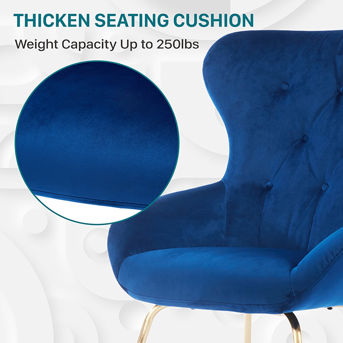 Furniture of America Jica Indoor Tufted Wingback Armchairs & Accent Chairs, Blue and Gold