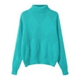 thumbnail image 4 of Bibifish Womens Sweaters Diamond Pattern Long Sleeve High Neck Knit Tops Autumn Winter Patchwork Thickened Loose Sweaters Base Sweaters, 4 of 5