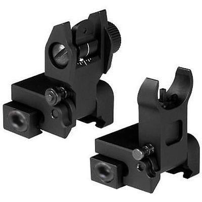 Premium Mil Spec Flip Up Front and Rear Iron Sights Tactical Set Flattop Picatinny