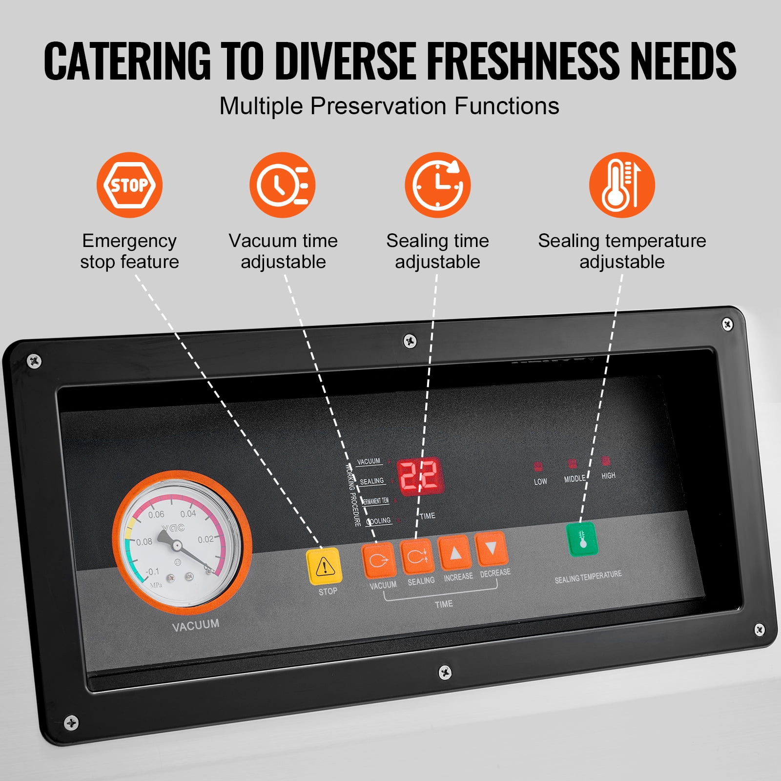 KFFKFF 1200W Vacuum Sealing Chamber Commercial Vacuum Sealing Bag Packaging Machine