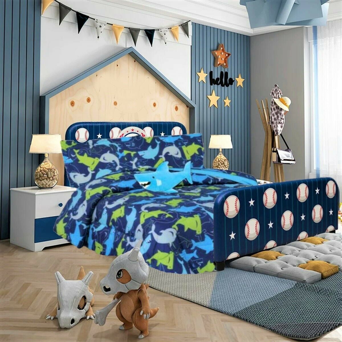6 Pc Twin Shark Blue Complete Bed In A, Shark Twin Bedding Set
