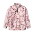 thumbnail image 4 of Uorisanigo Girls' 1/4 Zipper Sweatshirts Oversized Sweatshirts Casual Long Sleeve Workout Shirts Drop Shoulder Pink Cherry Blossom Jackets Hoodies Fall Clothes Size 7-8, 4 of 7