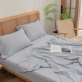 thumbnail image 4 of BESTOUCH Fitted Sheet Only 100% Washed Cotton Linen Feel Easily Fits Deep Pockets up to 17 inch Solid Cornflower Blue King, 4 of 6
