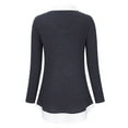 thumbnail image 4 of Women's Long Sleeve Contrast Collared Shirts Patchwork Work Blouse Tunics Tops, 4 of 5