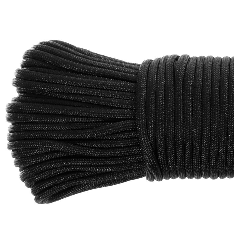 100 Ft. Type III 7 Strand 550 Paracord Mil Spec Black Parachute Cord  Outdoor Rope Tie Down 
