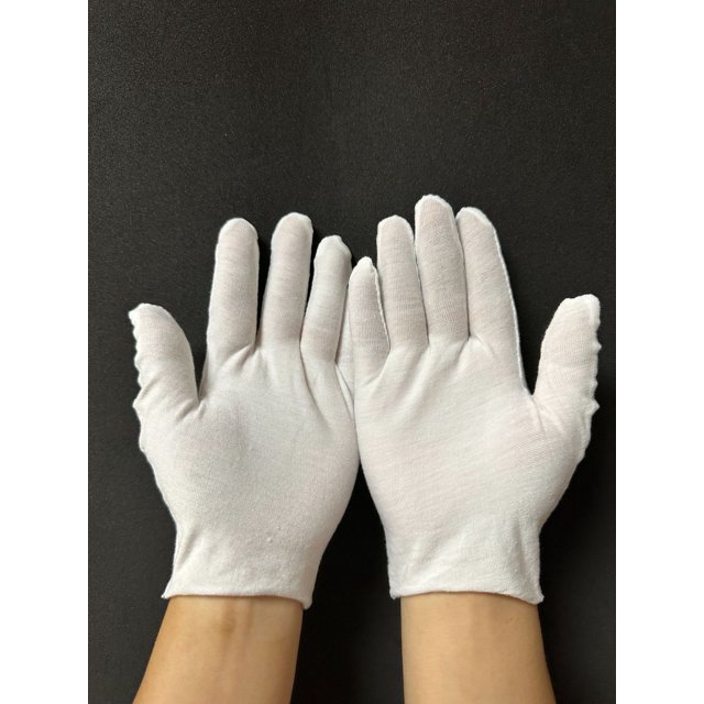 Guantes de algodón blanco algodón inspección de trabajo protección laboral etiqueta de trabajo texto guantes de juego