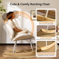 thumbnail image 4 of WLTER 25.6" Extra Wide Criss Cross Nursery Rocking Chair,Cute Curved 115° Reclining Armless Glider,Teddy Small Rocker w/Pillow & Solid Wood for Indoor,Bedroom, Living Room,Teddy Fleece,White, 4 of 8