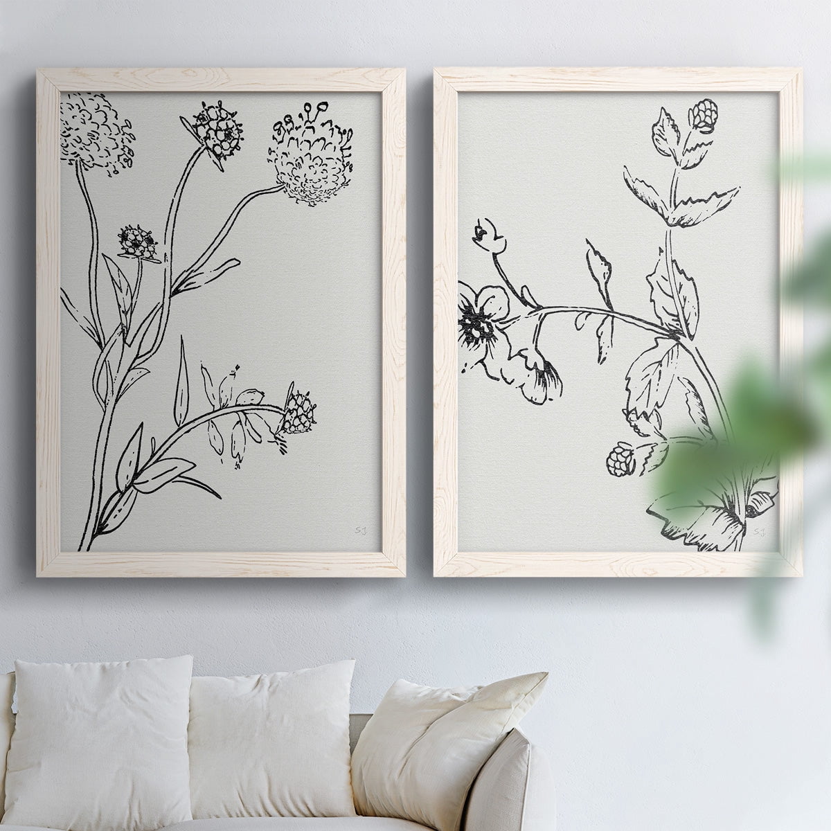 Botanical Study I - Premium Framed Canvas 2 Piece Set - Ready to Hang