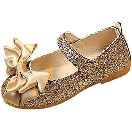 

QWZNDZGR Slip On Ballet Flats Toddler Rhinestone Studded Slip On Ballet Flats Baby Mary Jane Flats with Bownot