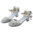thumbnail image 4 of Staki Party Shoes for Girls Girls Glitter Dress Shoes Flower Wedding Mary Jane Ballet Flats with Strap Toddler Little Big Kids Silver,13.5 Little Kid, 4 of 6