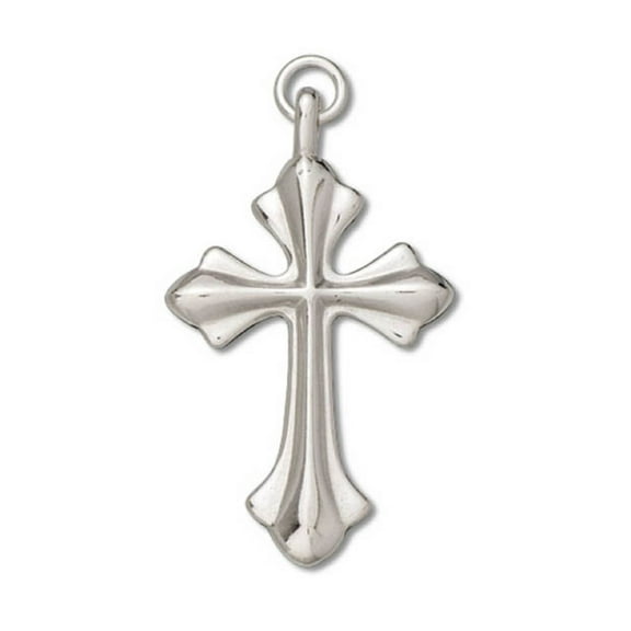 Sterling Silver 16" .8mm Box Chain Christian Radiating Cross Pendant Necklace