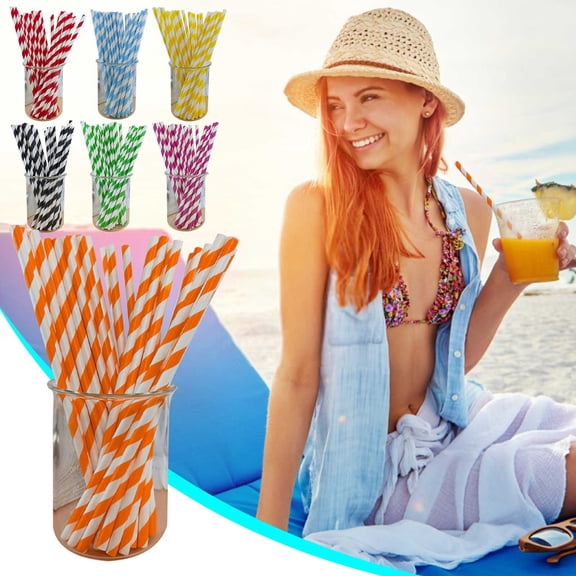 Leodye 100PCS Drinking Straws - Disposable Straws Agave Kraft Paper Straws Bulk, for Coffee, Milk, Juice, Cocktial and Suit for Birthday Parties, Weddings, Picnic.