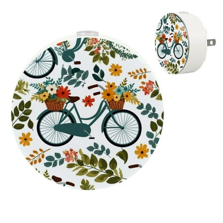 

YZUOUZY Bedside Lamps Small Lamp Bedroom Lamps Set of 2 Vintage Bicycles Autumn Leaves Flowers