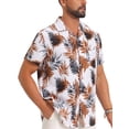 thumbnail image 4 of INSPIRE CHIC Men's Short Sleeve Button Down Camp Collar Leaf Print Hawaiian Shirts XL White Brown, 4 of 5