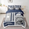 thumbnail image 2 of jejeloiu Rugby Ball Game 7-Piece Bedding Comforter Set,Gray Football City King Bedding Sets For Sport Gamer Reversible, 2 of 8