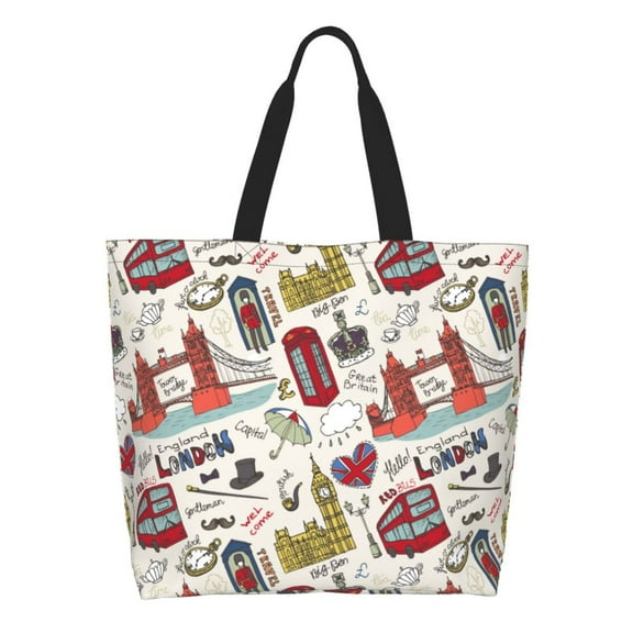 Easygdp London Landmark1 Tote Bags for Women,Women Travel Shoulder Bags Handbags，Big Capacity Shopping Work Bag