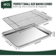 thumbnail image 2 of PCs Small Baking Sheet with Wire Rack Set [2 Baking Pans + 2 Cooling Racks], CEKEE 10 Inch Stainless Steel Small Baking Tray with Rack Set - Rust & Warp Resistant & Easy Clean Baking Pan with Rack, 2 of 7