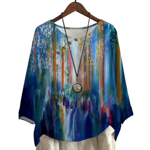 CLOOCL Plus Size T-Shirt for Women Ink Painting Lines Print Blouse Casual Female Loose Tee Tops