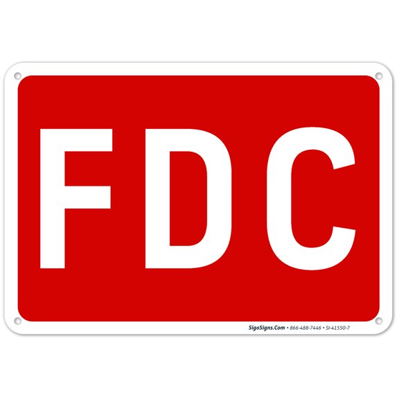 FDC Sign, Red Background,