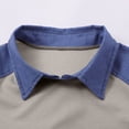 thumbnail image 6 of Women's Denim Patchwork Lapel Collar T-Shirt, Short Sleeve Casual Pullover Top, Soft Loose Fit Streetwear Shirt for Daily Wear and Casual Summer Outfits Beige L, 6 of 9