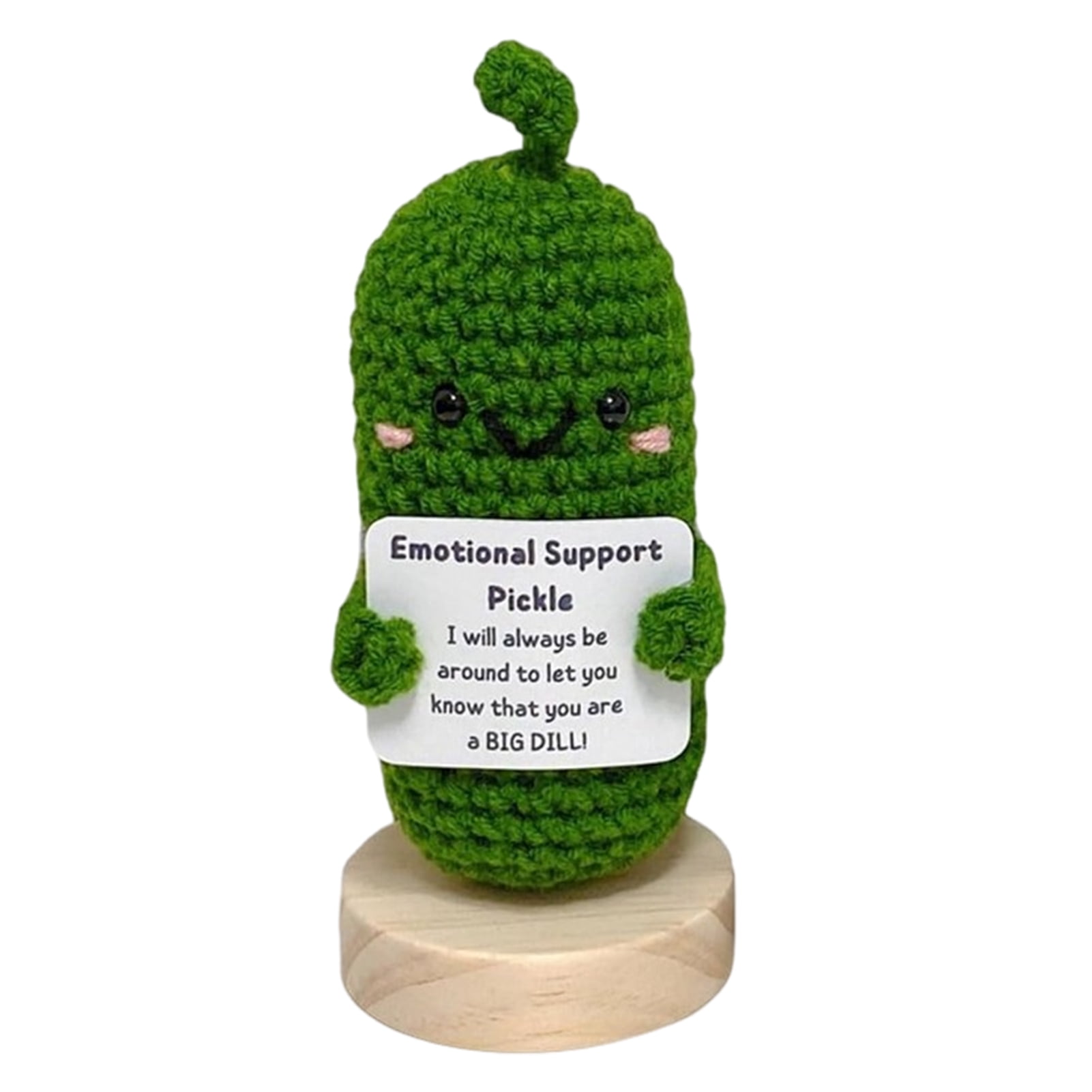 OVNMFH Handmade Emotional Support Pickle with Positive Affirmation, Crochet Pickled Cucumber, Fun Stress Relief Toy, Cute Handwoven Ornaments, Gift