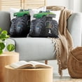thumbnail image 5 of Ambesonne Cartoon Throw Pillow Cover 2 Pack, Monster Pickup Truck, 24", Green Grey, 5 of 5