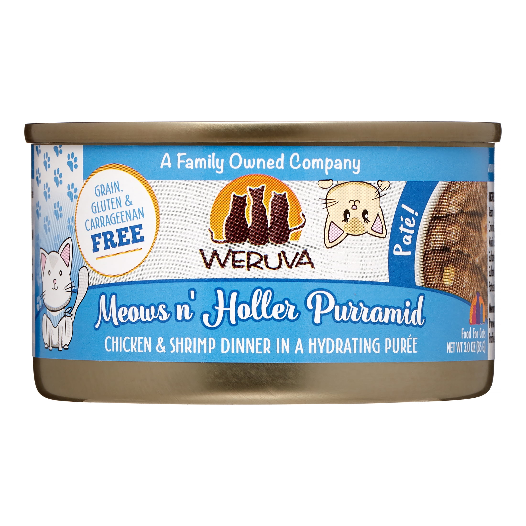 Weruva Pate Meows N' Holler Purramid Chicken & Shrimp Dinner in a