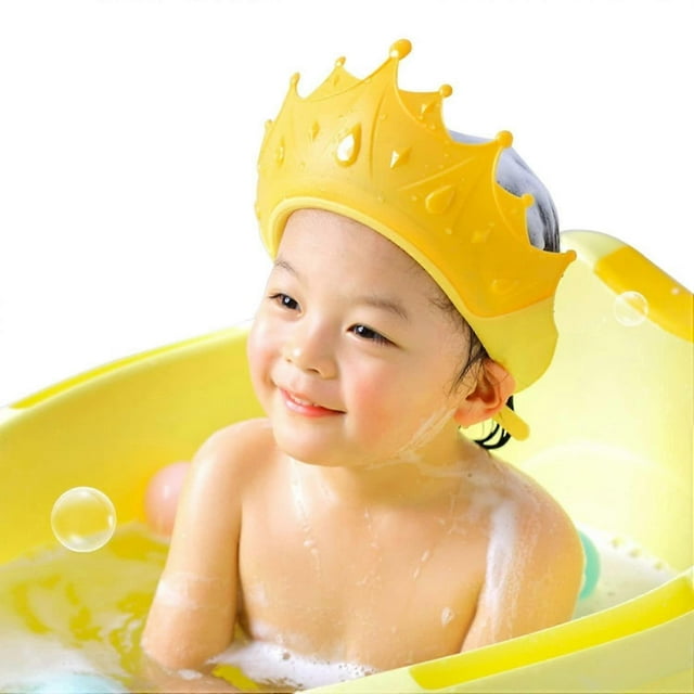 Gorro de ducha para bebé, protector para el cabello de niños, corona ajustable, protector para champú, visera para baño de bebé