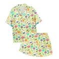 thumbnail image 3 of Rhuody Tenues pour Filles 2-3 Ans Ensembles de Pyjamas 2 Pcs pour Enfants Imprimé Graphique Chemise à Manches Courtes à Boutons Shorts Ensemble de Pyjama Rétro Combinaison Jaune, 3 of 3