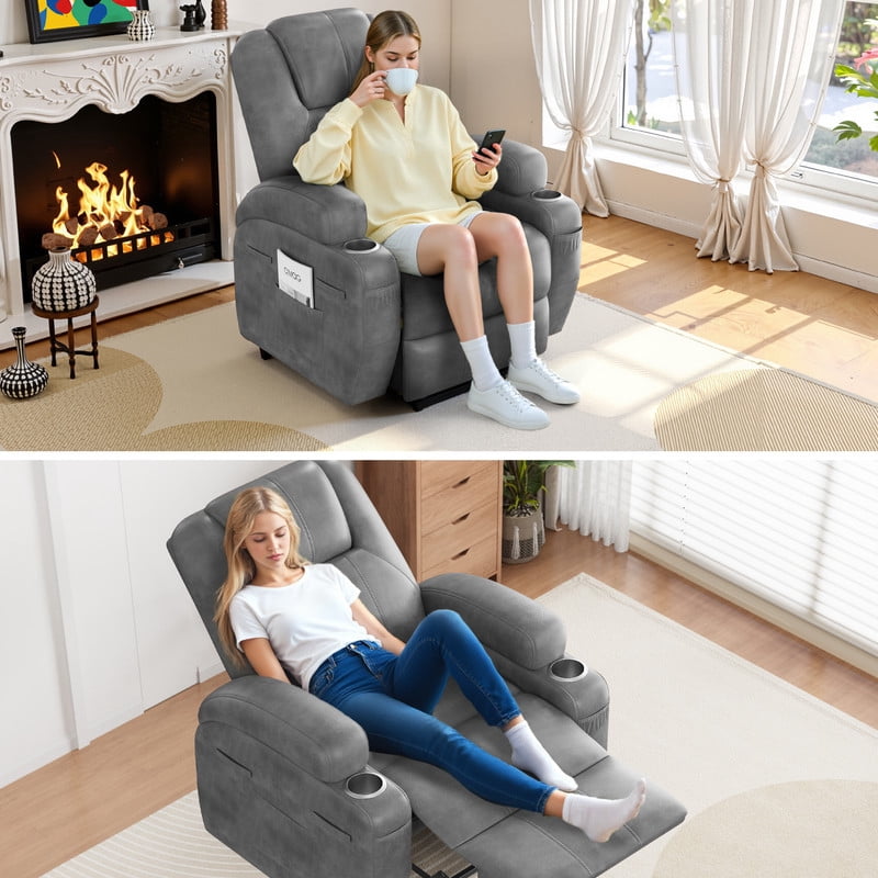 Vineego power lift recliner chairs massage Single sofa chair with cup holder for elderly,Gray