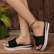 thumbnail image 4 of Sandalias de Cuña Negra para las Mujeres Pie Redondo Pescado Boca Bowknot Tejido Yute Espadrille Playa, Sandalias de Cuña Blanca para las Mujeres, 4 of 9